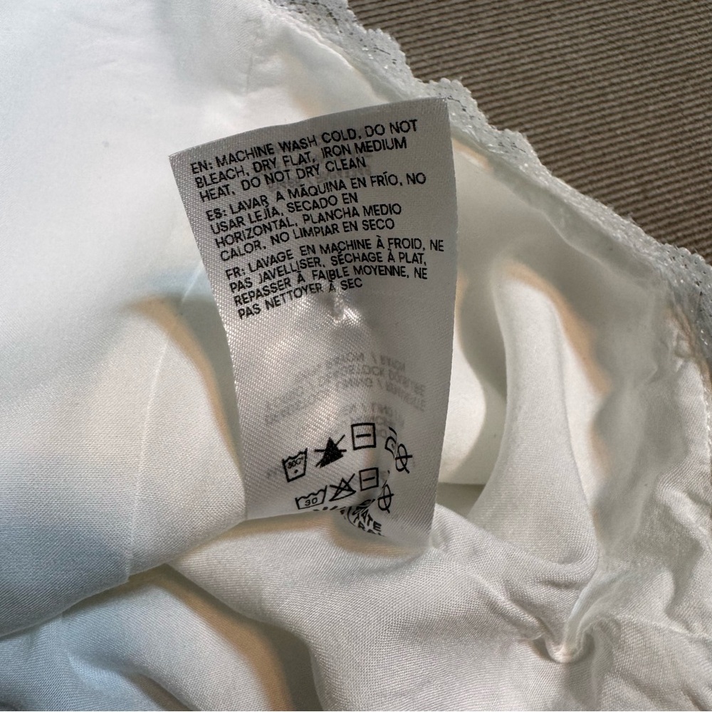 Reformation Amela Linen Top Ivory White  Size 6 Lace Detail Button Down - Picture 7 of 13